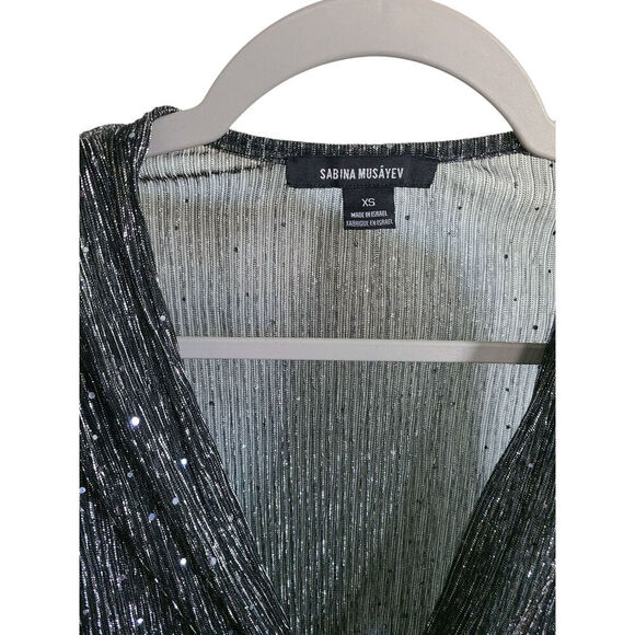 Sabina Musayev Liya Blouse Top Black Sequins Size XS - Picture 4 of 8